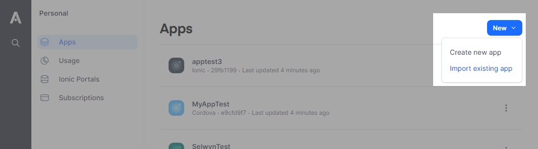 Appflow Create New App